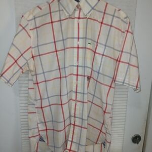Y2k Tommy Hilfiger Red and Blue Plaid Short Sleeve Shirt